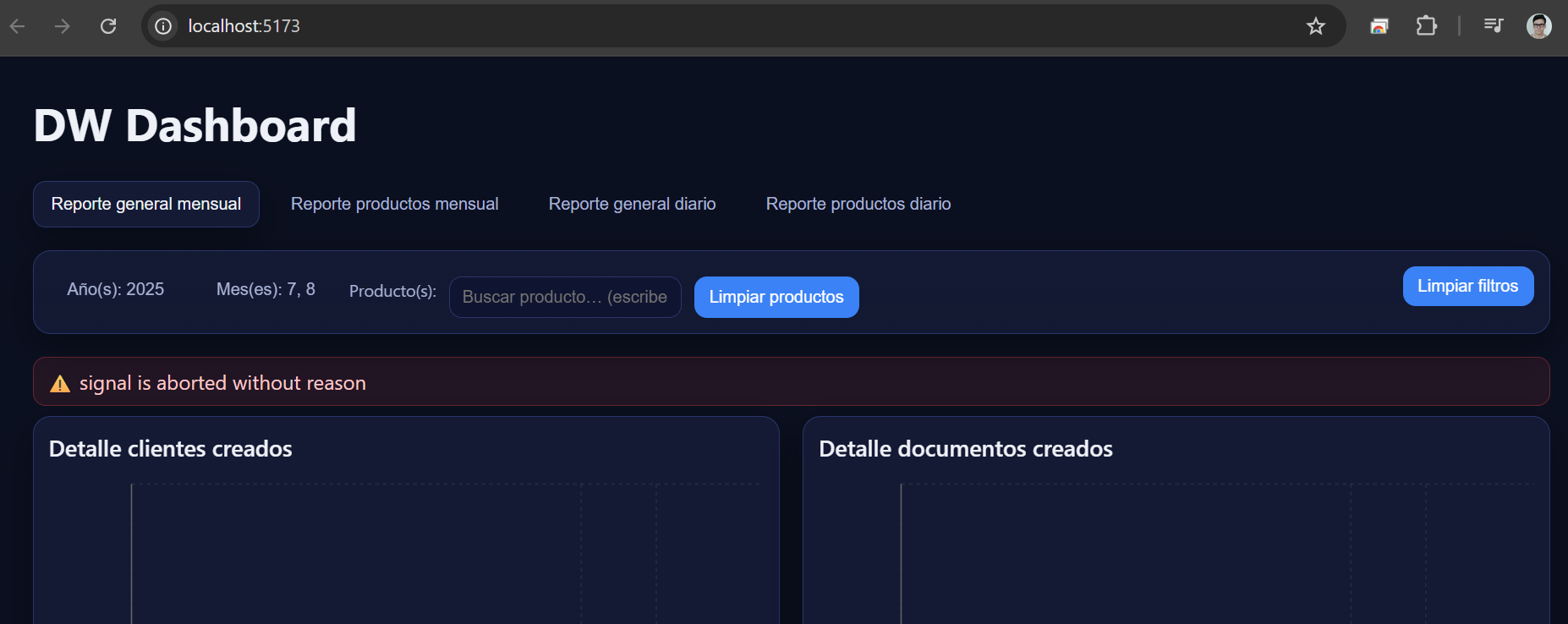 Filtros del dashboard